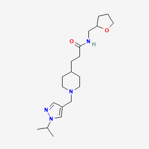 molecular formula C20H34N4O2 B6083052 3-{1-[(1-isopropyl-1H-pyrazol-4-yl)methyl]-4-piperidinyl}-N-(tetrahydro-2-furanylmethyl)propanamide 