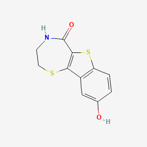 molecular formula C11H9NO2S2 B608308 3,4-Dihydro-9-hydroxy-[1]benzothieno[2,3-f]-1,4-thiazepin-5(2H)-one CAS No. 1233533-04-4