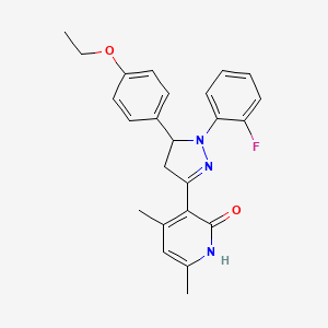 molecular formula C24H24FN3O2 B6083092 3-[5-(4-ethoxyphenyl)-1-(2-fluorophenyl)-4,5-dihydro-1H-pyrazol-3-yl]-4,6-dimethylpyridin-2(1H)-one 