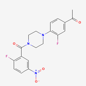 molecular formula C19H17F2N3O4 B6083108 1-{3-fluoro-4-[4-(2-fluoro-5-nitrobenzoyl)-1-piperazinyl]phenyl}ethanone 