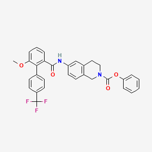 molecular formula C31H25F3N2O4 B608314 2(1H)-Isoquinolinecarboxylic acid, 3,4-dihydro-6-[[[6-methoxy-4'-(trifluoromethyl)[1,1'-biphenyl]-2-yl]carbonyl]amino]-, phenyl ester CAS No. 913541-47-6