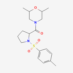 molecular formula C18H26N2O4S B6083161 2,6-dimethyl-4-{1-[(4-methylphenyl)sulfonyl]prolyl}morpholine 