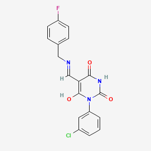 1-(3-Chlorophenyl)-5-[(4-fluorophenyl)methyliminomethyl]-6-hydroxypyrimidine-2,4-dione