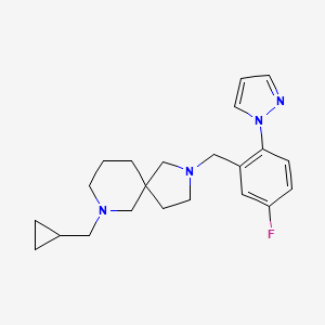 molecular formula C22H29FN4 B6083196 7-(cyclopropylmethyl)-2-[5-fluoro-2-(1H-pyrazol-1-yl)benzyl]-2,7-diazaspiro[4.5]decane 
