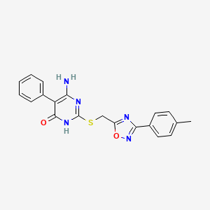 molecular formula C20H17N5O2S B6083228 6-amino-2-({[3-(4-methylphenyl)-1,2,4-oxadiazol-5-yl]methyl}thio)-5-phenyl-4(3H)-pyrimidinone 
