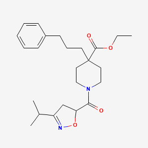 molecular formula C24H34N2O4 B6083230 ethyl 1-[(3-isopropyl-4,5-dihydro-5-isoxazolyl)carbonyl]-4-(3-phenylpropyl)-4-piperidinecarboxylate 