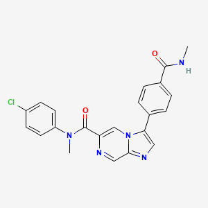 molecular formula C22H18ClN5O2 B608324 N-(4-chlorophenyl)-N-methyl-3-[4-(methylcarbamoyl)phenyl]imidazo[1,2-a]pyrazine-6-carboxamide CAS No. 1513879-19-0