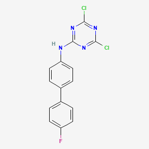 molecular formula C15H9Cl2FN4 B608326 4,6-dichloro-N-[4-(4-fluorophenyl)phenyl]-1,3,5-triazin-2-amine CAS No. 2138882-71-8
