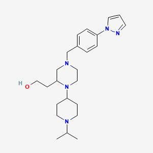 molecular formula C24H37N5O B6083264 2-{1-(1-isopropyl-4-piperidinyl)-4-[4-(1H-pyrazol-1-yl)benzyl]-2-piperazinyl}ethanol 