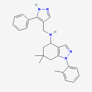 6,6-dimethyl-1-(2-methylphenyl)-N-[(3-phenyl-1H-pyrazol-4-yl)methyl]-4,5,6,7-tetrahydro-1H-indazol-4-amine