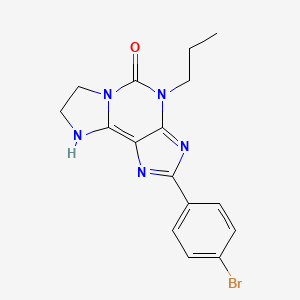 molecular formula C16H18BrN5O B608330 5H-Imidazo(2,1-i)purin-5-one, 2-(4-bromophenyl)-1,4,7,8-tetrahydro-4-propyl- CAS No. 206129-88-6