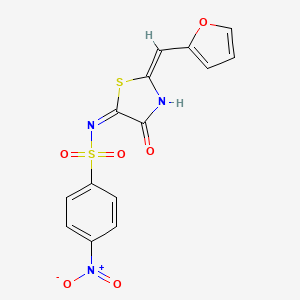 molecular formula C14H9N3O6S2 B6083335 N-[2-(2-furylmethylene)-4-oxo-1,3-thiazolidin-5-ylidene]-4-nitrobenzenesulfonamide 