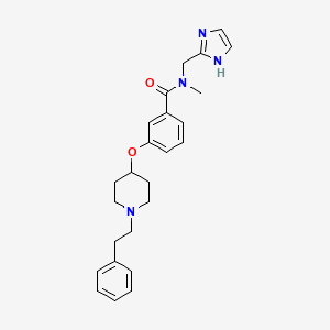 molecular formula C25H30N4O2 B6083338 N-(1H-imidazol-2-ylmethyl)-N-methyl-3-{[1-(2-phenylethyl)-4-piperidinyl]oxy}benzamide 