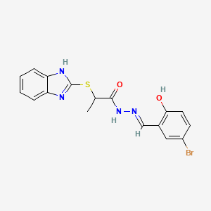 molecular formula C17H15BrN4O2S B608334 2-(1H-benzimidazol-2-ylthio)-N'-[(1E)-(5-bromo-2-hydroxyphenyl)methylene]propanohydrazide CAS No. 330676-02-3