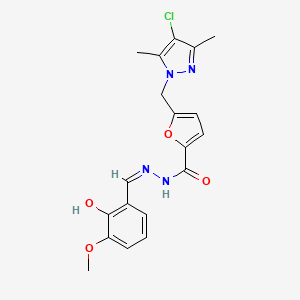 molecular formula C19H19ClN4O4 B6083360 5-[(4-chloro-3,5-dimethyl-1H-pyrazol-1-yl)methyl]-N'-(2-hydroxy-3-methoxybenzylidene)-2-furohydrazide 