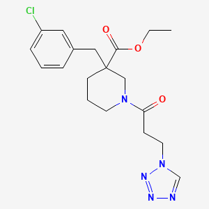 molecular formula C19H24ClN5O3 B6083379 ethyl 3-(3-chlorobenzyl)-1-[3-(1H-tetrazol-1-yl)propanoyl]-3-piperidinecarboxylate 