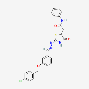 molecular formula C25H21ClN4O3S B6083383 2-[2-({3-[(4-chlorobenzyl)oxy]benzylidene}hydrazono)-4-oxo-1,3-thiazolidin-5-yl]-N-phenylacetamide 