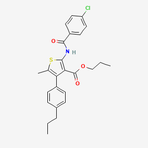 molecular formula C25H26ClNO3S B6083425 propyl 2-[(4-chlorobenzoyl)amino]-5-methyl-4-(4-propylphenyl)-3-thiophenecarboxylate 