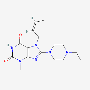 molecular formula C16H24N6O2 B6083476 7-(2-buten-1-yl)-8-(4-ethyl-1-piperazinyl)-3-methyl-3,7-dihydro-1H-purine-2,6-dione 