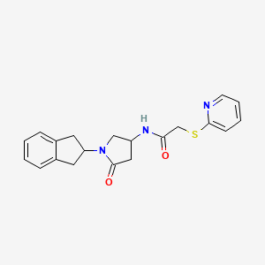 molecular formula C20H21N3O2S B6083482 N-[1-(2,3-dihydro-1H-inden-2-yl)-5-oxo-3-pyrrolidinyl]-2-(2-pyridinylthio)acetamide 
