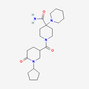 molecular formula C22H36N4O3 B6083504 1'-[(1-cyclopentyl-6-oxo-3-piperidinyl)carbonyl]-1,4'-bipiperidine-4'-carboxamide 