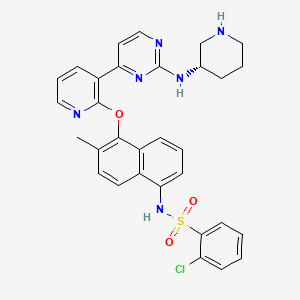 molecular formula C31H29ClN6O3S B608351 (S)-2-氯-N-(6-甲基-5-((3-(2-(哌啶-3-基氨基)嘧啶-4-基)吡啶-2-基)氧基)萘-1-基)苯磺酰胺 CAS No. 1630086-20-2