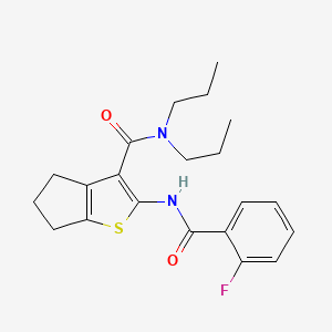 molecular formula C21H25FN2O2S B6083532 2-[(2-fluorobenzoyl)amino]-N,N-dipropyl-5,6-dihydro-4H-cyclopenta[b]thiophene-3-carboxamide 