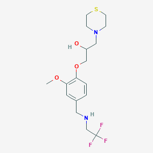 molecular formula C17H25F3N2O3S B6083536 1-(2-methoxy-4-{[(2,2,2-trifluoroethyl)amino]methyl}phenoxy)-3-(4-thiomorpholinyl)-2-propanol 