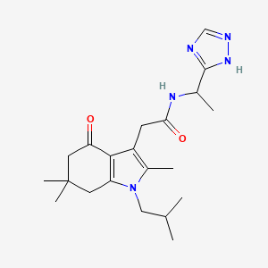 molecular formula C21H31N5O2 B6083541 2-(1-isobutyl-2,6,6-trimethyl-4-oxo-4,5,6,7-tetrahydro-1H-indol-3-yl)-N-[1-(1H-1,2,4-triazol-5-yl)ethyl]acetamide 