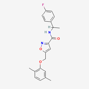 molecular formula C21H21FN2O3 B6083561 5-[(2,5-dimethylphenoxy)methyl]-N-[1-(4-fluorophenyl)ethyl]-3-isoxazolecarboxamide 