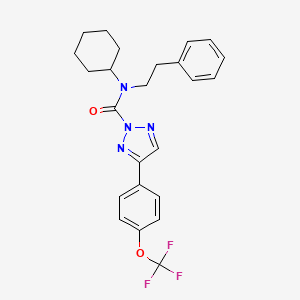 molecular formula C24H25F3N4O2 B608357 N-Cyclohexyl-N-phenethyl-4-(4-(trifluoromethoxy)phenyl)-2H-1,2,3-triazole-2-carboxamide CAS No. 1632236-44-2