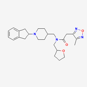 molecular formula C25H34N4O3 B6083590 N-{[1-(2,3-dihydro-1H-inden-2-yl)-4-piperidinyl]methyl}-2-(4-methyl-1,2,5-oxadiazol-3-yl)-N-(tetrahydro-2-furanylmethyl)acetamide 