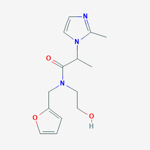 molecular formula C14H19N3O3 B6083592 N-(2-furylmethyl)-N-(2-hydroxyethyl)-2-(2-methyl-1H-imidazol-1-yl)propanamide trifluoroacetate (salt) 