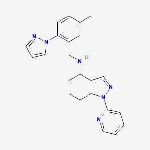molecular formula C23H24N6 B6083651 N-[5-methyl-2-(1H-pyrazol-1-yl)benzyl]-1-(2-pyridinyl)-4,5,6,7-tetrahydro-1H-indazol-4-amine 