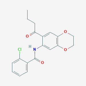 molecular formula C19H18ClNO4 B6083689 N-(7-butyryl-2,3-dihydro-1,4-benzodioxin-6-yl)-2-chlorobenzamide 