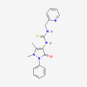 molecular formula C18H19N5OS B6083737 N-(1,5-dimethyl-3-oxo-2-phenyl-2,3-dihydro-1H-pyrazol-4-yl)-N'-(2-pyridinylmethyl)thiourea 