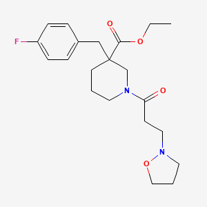 molecular formula C21H29FN2O4 B6083751 ethyl 3-(4-fluorobenzyl)-1-[3-(2-isoxazolidinyl)propanoyl]-3-piperidinecarboxylate 