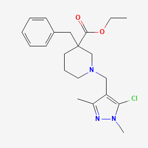 molecular formula C21H28ClN3O2 B6083766 ethyl 3-benzyl-1-[(5-chloro-1,3-dimethyl-1H-pyrazol-4-yl)methyl]-3-piperidinecarboxylate 