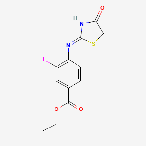 molecular formula C12H11IN2O3S B6083769 ethyl 3-iodo-4-[(4-oxo-1,3-thiazolidin-2-ylidene)amino]benzoate 
