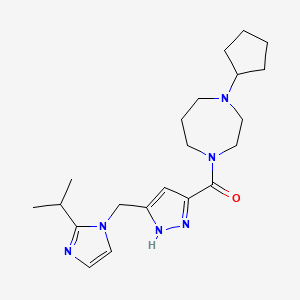 molecular formula C21H32N6O B6083842 1-cyclopentyl-4-({5-[(2-isopropyl-1H-imidazol-1-yl)methyl]-1H-pyrazol-3-yl}carbonyl)-1,4-diazepane 