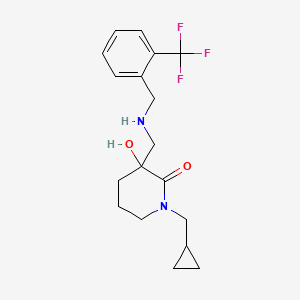 molecular formula C18H23F3N2O2 B6083868 1-(cyclopropylmethyl)-3-hydroxy-3-({[2-(trifluoromethyl)benzyl]amino}methyl)-2-piperidinone 