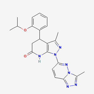 molecular formula C22H23N7O2 B6083891 4-(2-isopropoxyphenyl)-3-methyl-1-(3-methyl[1,2,4]triazolo[4,3-b]pyridazin-6-yl)-1,4,5,7-tetrahydro-6H-pyrazolo[3,4-b]pyridin-6-one 