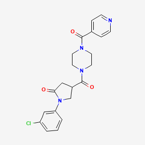 molecular formula C21H21ClN4O3 B6083929 1-(3-chlorophenyl)-4-[(4-isonicotinoyl-1-piperazinyl)carbonyl]-2-pyrrolidinone 