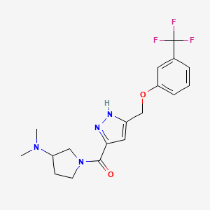 molecular formula C18H21F3N4O2 B6083938 N,N-dimethyl-1-[(5-{[3-(trifluoromethyl)phenoxy]methyl}-1H-pyrazol-3-yl)carbonyl]-3-pyrrolidinamine 
