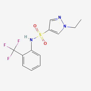 molecular formula C12H12F3N3O2S B6083940 1-ethyl-N-[2-(trifluoromethyl)phenyl]-1H-pyrazole-4-sulfonamide 