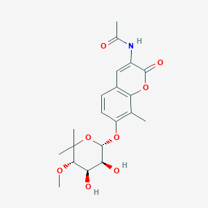 molecular formula C20H25NO8 B608396 N-[7-[(2S,3S,4R,5S)-3,4-二羟基-5-甲氧基-6,6-二甲基氧杂环-2-基]氧基-8-甲基-2-氧代色满-3-基]乙酰胺 CAS No. 956498-70-7