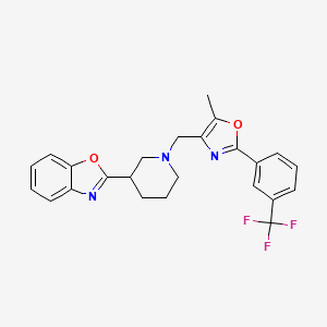 molecular formula C24H22F3N3O2 B6083978 2-[1-({5-methyl-2-[3-(trifluoromethyl)phenyl]-1,3-oxazol-4-yl}methyl)-3-piperidinyl]-1,3-benzoxazole 