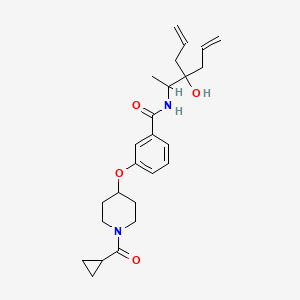 molecular formula C25H34N2O4 B6083983 N-(2-allyl-2-hydroxy-1-methyl-4-penten-1-yl)-3-{[1-(cyclopropylcarbonyl)-4-piperidinyl]oxy}benzamide 