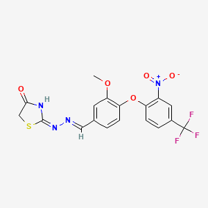 molecular formula C18H13F3N4O5S B6083985 3-methoxy-4-[2-nitro-4-(trifluoromethyl)phenoxy]benzaldehyde (4-oxo-1,3-thiazolidin-2-ylidene)hydrazone 