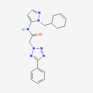 molecular formula C19H21N7O B6084027 N-[1-(3-cyclohexen-1-ylmethyl)-1H-pyrazol-5-yl]-2-(5-phenyl-2H-tetrazol-2-yl)acetamide 